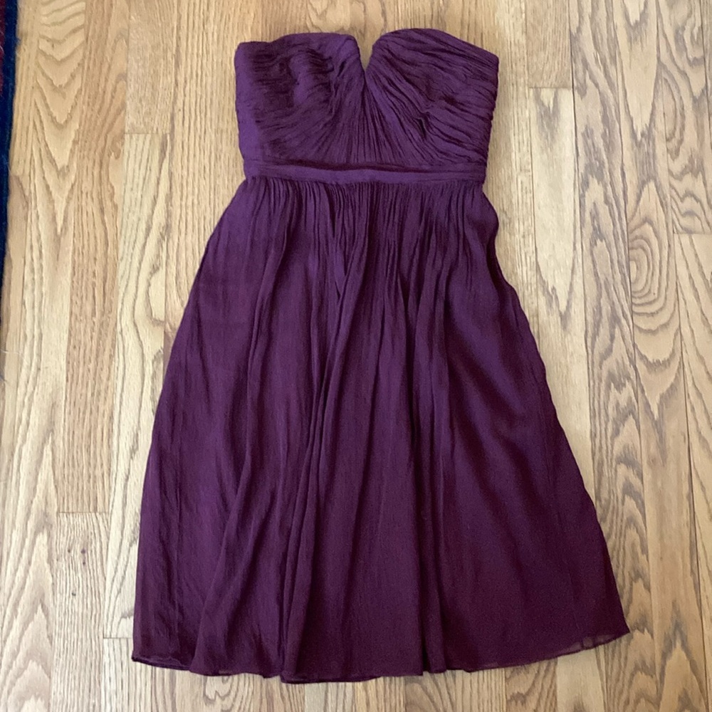 J Crew Nadia Dress in Silk Chiffon Cabernet